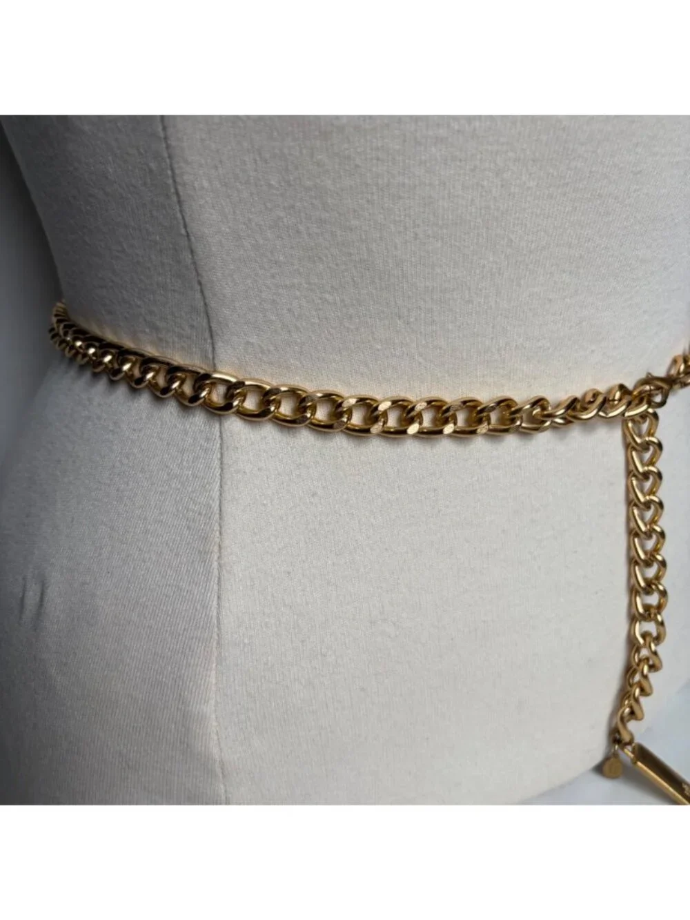 Vintage Ralph Lauren Gold Tone Chain Belt Pendant Accent Large Classic Preppy